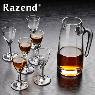 RAZEND/ 无铅玻璃白酒杯烈酒杯子弹杯茅台杯 分酒器醒酒器6只套装