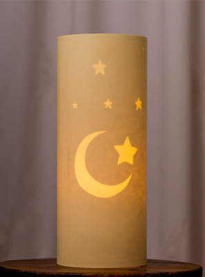 简约月亮星星个性可爱创意儿童 客厅卧室小夜灯羊皮镂空纸雕灯