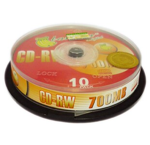 包邮香蕉光盘CD-RW可擦写光盘空白刻录盘 700M可重复刻录盘10片装