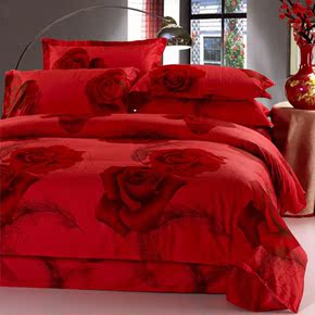 【玫瑰之约】婚庆床品大红结婚床上用品新婚床上用品结婚四件套