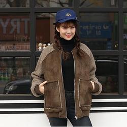 2016韩版冬季学生宽松显瘦鹿皮绒羊羔毛外套女短款加绒加厚棉衣