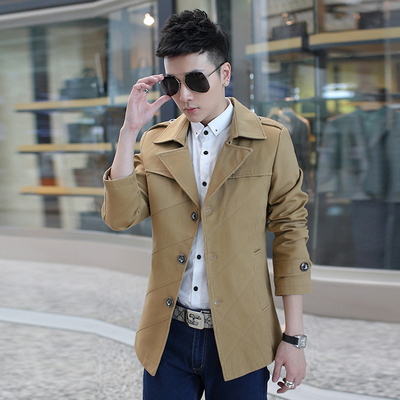 2016秋冬季男士中长款风衣青少年韩版修身型薄款褂子外套潮夹克