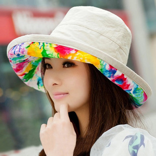 帽子女夏天可折叠遮阳帽 防紫外线户外女太阳帽沙滩帽 盆帽