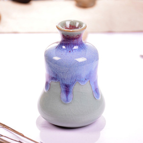 花道茶道 陶瓷小花瓶粗陶摆件 创意水培迷你花瓶花器花插摆设品
