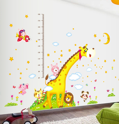 超大可移除墙贴纸 儿童房长颈鹿身高贴 客厅卧室背景装饰