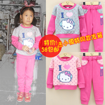 童装套装女童秋季套装韩版纯棉长袖两件套运动套装卫衣2件套KT