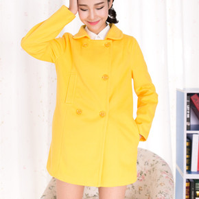 2015秋冬女装新款韩版中长款小香风修身羊毛呢子外套大衣女风衣潮