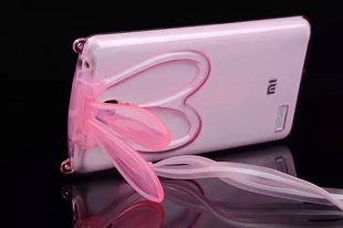 小米4/3手机壳透明水晶兔耳朵支架红米2/2A挂绳硅胶note保护套1S
