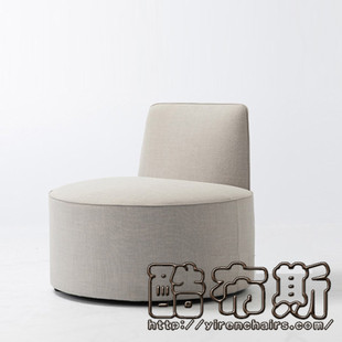 欧式高档风格休闲椅艺术实木架沙发椅 高档亚麻布皮单人沙发