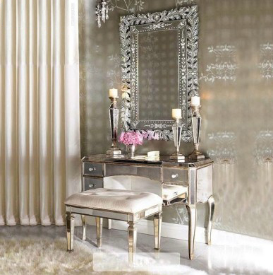 化妆柜卧室美式新古典小户型欧式梳妆台现代简约镜面家具化妆桌