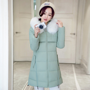 2016新款韩版冬装棉衣中长款A版大毛领学生羽绒棉服加厚外套女装