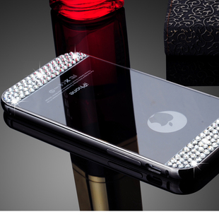 iphone6 plus苹果5.5金属边框奢华带钻A级水钻 镜面金属边框
