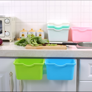 创意厨房悬挂式垃圾桶橱柜门杂物收纳壁挂桶塑料桌面盒子挂篮包邮