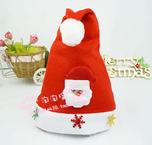 现货 儿童无纺布贴花圣诞帽 大红圣诞老人帽子 圣诞节装饰礼品