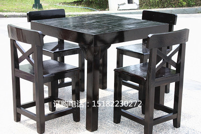 特价户外庭院碳化实木家具酒吧桌椅组合咖啡桌椅套件休闲餐桌