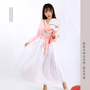 新款清水溪原创中国风中式手绘汉元素日常改良汉服棉麻长袖连衣裙