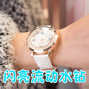 潮流大盘防水中学生手表女皮带韩版品质休闲手表真皮时装简约手表