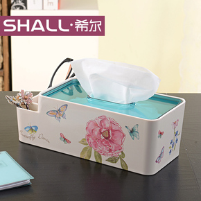 SHALL/希尔 欧式高档多功能纸巾盒 时尚创意厕所抽纸盒卷纸筒包邮