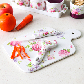 欧式创意多功能砧板三件套 陶瓷刀套装水果刀菜刀削皮器切菜板