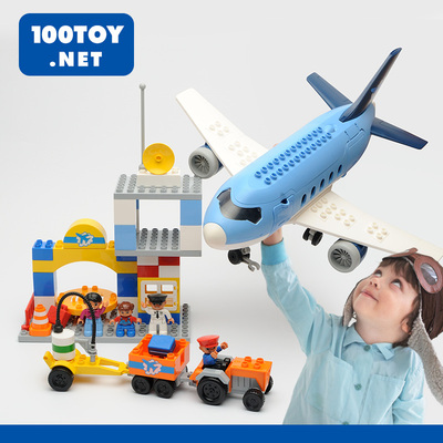 鸿源盛 HG-1273 益智拼装玩具飞机场大颗粒积木客机 儿童新年礼物