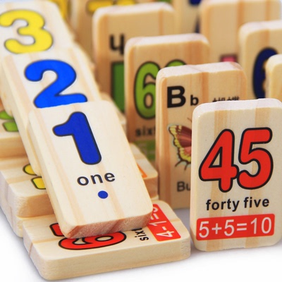 110片数字英文字母认知多米诺骨牌儿童早教益智学习培养耐心玩具