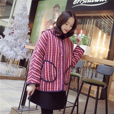 2015冬新款韩版复古千鸟格圣诞编织外套女学院风宽松针织加厚外套