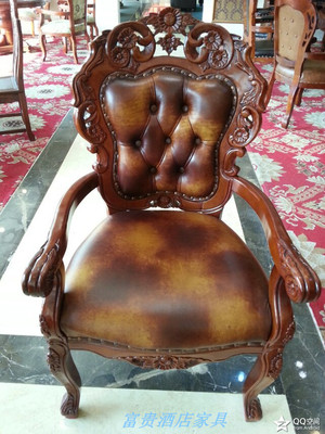 新古典实木靠背椅子简约法式田园风格餐椅欧式酒店餐椅布料皮革椅