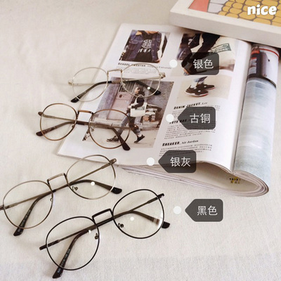 兔子家-特价 复古细框平光眼镜韩国日系文艺大镜框镜架 4色