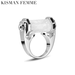 KISMAN 时尚简约气质食指大气水晶造型戒指百搭夸张指环饰品女