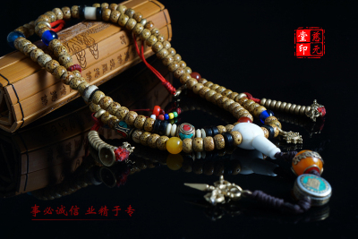 独家收藏极品 手工干磨 高密度全正月老星月菩提子108颗藏式佛珠