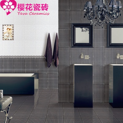黑白格子瓷砖 厨卫砖 300x450 釉面砖 厨房卫生间 防滑地砖内墙砖