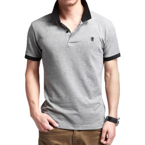 2015新款夏季男士短袖T恤韩版修身翻领POLO衫半袖纯色加大码包邮