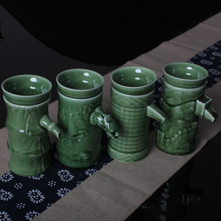 高档龙泉青瓷创意自动过滤器茶漏陶瓷功夫茶过滤网茶具配件易泡架