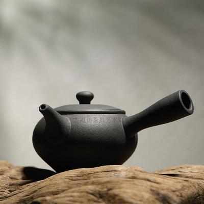 台湾火山石功夫茶具日式侧把茶壶酒精加热火炉煮茶烧水粗陶壶套装
