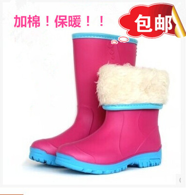 冬季保暖雨鞋女中筒雨靴加绒男加棉套鞋 厚底防水鞋时尚韩国胶靴