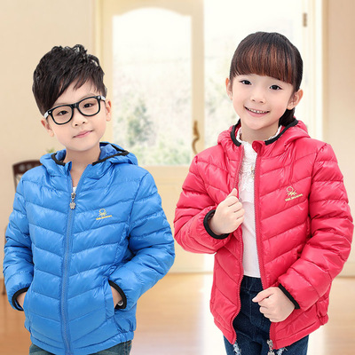 2015冬装新款韩版10岁男童棉衣薄款棉袄女大童保暖外套休闲羽绒服