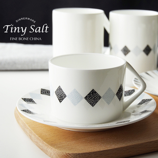 北欧 几何创意咖啡杯碟套装  红茶杯 下午茶杯 高骨瓷 有盐精选