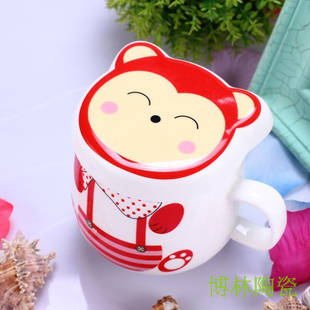 卡通动物陶瓷水杯可爱带盖马克杯创意咖啡杯子儿童杯茶杯卖萌杯