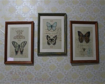 客厅沙发背景墙装饰画 餐厅现代墙壁挂画壁画欧式美式蝴蝶有框画