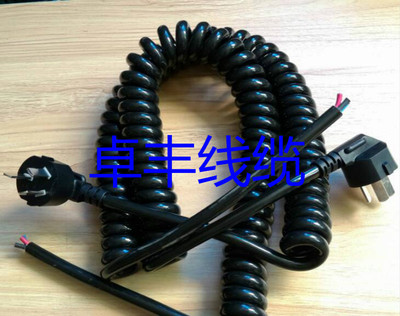 注塑插头弹簧螺旋电源弹弓线缆拉伸曲线带插头电线拉伸2.5米-3米