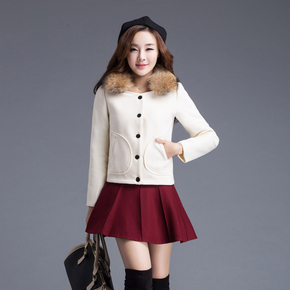 2015秋冬女装新款韩版小香风毛呢外套女短款羊毛妮子呢子大衣显瘦