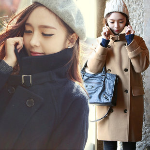 冬季新款女装韩版宽松中长款毛呢外套女呢子大衣加绒加厚大风衣潮