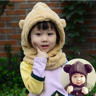 韩版冬天加厚男女士护耳帽亲子帽可爱儿童套头帽子围脖保暖连体帽