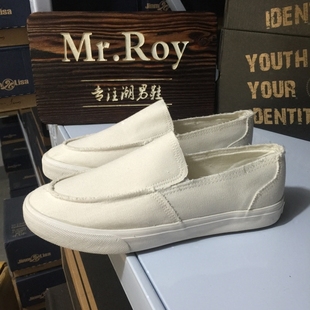 Mr.Roy2016秋季新款帆布鞋男板鞋学生纯白色低帮经典韩版一脚蹬潮