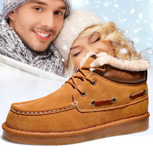 男士雪地靴短筒冬季英伦潮流真皮休闲保暖棉鞋男鞋加厚加绒短靴子