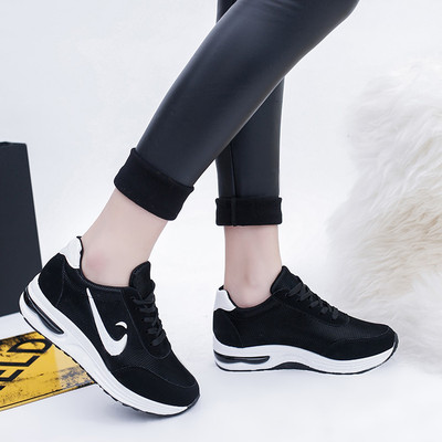 新款韩版时尚休闲女运动鞋气垫底透气跑鞋系带女鞋高中初中学生鞋