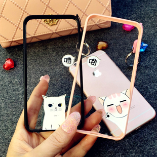 情侣猫咪苹果iPhone6S挂绳手机壳4.7保护套iphone6plus硅胶软边壳