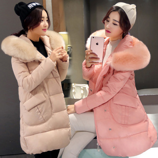 韩国2015冬装新款韩版中长款宽松修身羽绒棉衣棉服女大码外套加厚