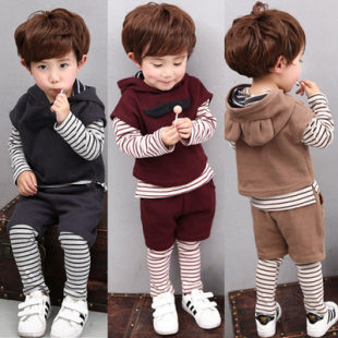 韩版男童秋装套装三件套长袖 1-2-3-4岁儿童宝宝纯棉套装2016新款
