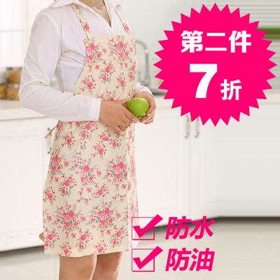厨房防水防污防油韩版式时尚居家印花碎花可爱无袖围裙工作服定制